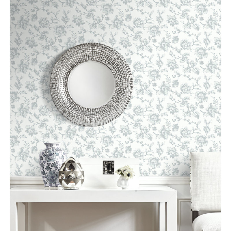 Papier peint floral Winston Porter Designs Tiffany Blue Bella Vista, Queue d'aronde / bleu bébé