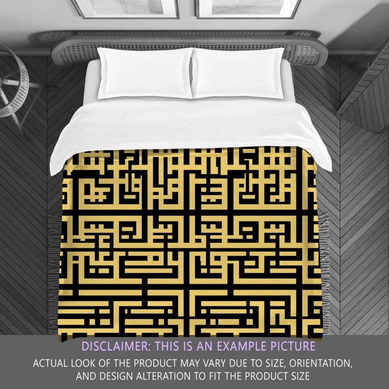 Mandala Comforter, Queen Comforter, Black/Yellow