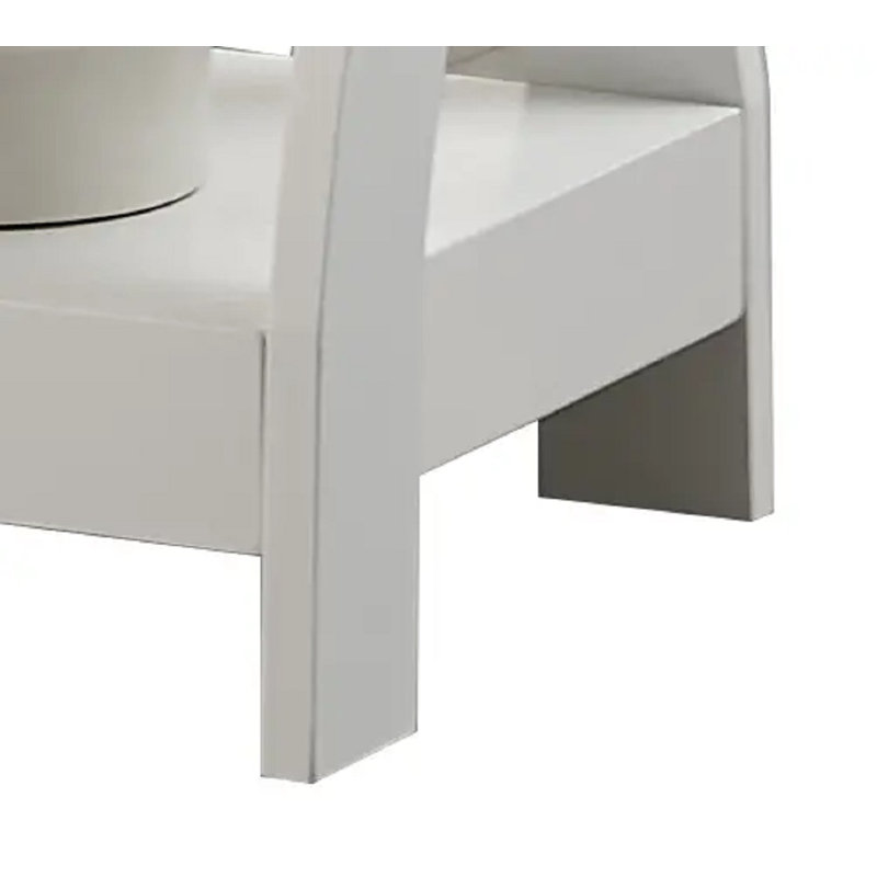 Twisted Wood Accent End Table, 3-Tier Side Table with Open Storage Shelves, Narrow Nightstand or Sofa Table for Bedroom, Living Room & Office - White