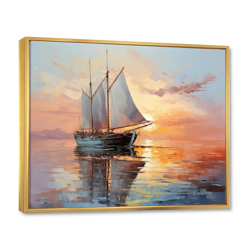 Saster voilier Coastal Dreams III - impression, 34" H x 44" W, Cadre flottant doré