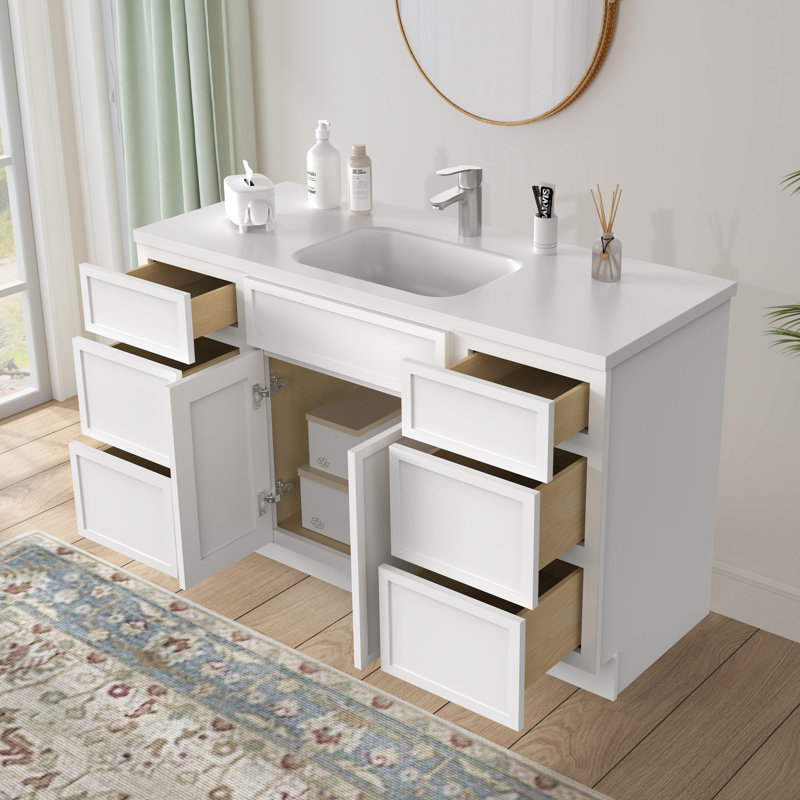 54'' Single Bathroom Vanity Base Only, White