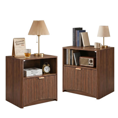Tables de chevet avec rangement, tables compactes modernes en bois aggloméré pour la chambre à coucher