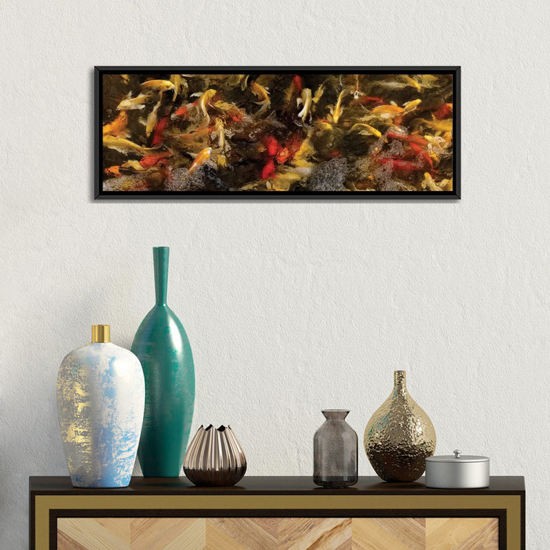 « coloré koi fish vi », reproduction de photo sur toile, H 12 po x l 36 po x P 1,5 po, Toile avec cadre noir