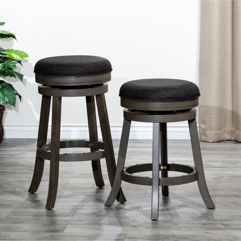 Tabouret de comptoir de 24 po, gris vieilli, siège en tissu gris anthracite. Fabrication. Pivotement à 360 degrés. Structure en bois franc. Instructions d'assemblage simples et élégantes. Fonctionnalité pivotante. Facile à poser