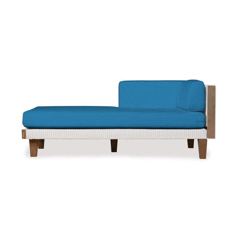 Catalina Outdoor Teak Chaise Lounge, White, Beach Navy