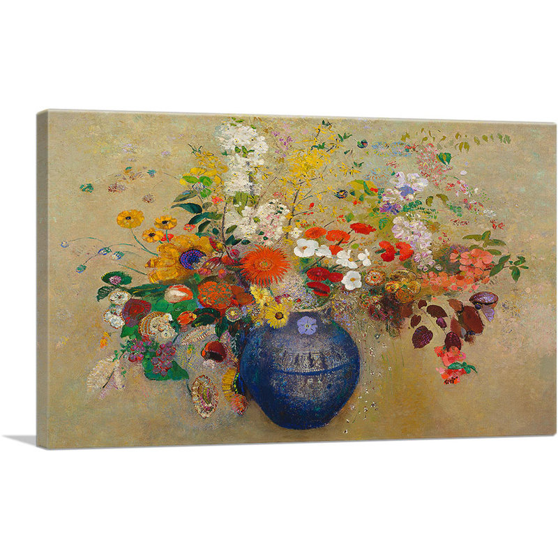 «Flowers 1909» par Odilon Redon, reproduction d'art sur toile tendue, H 26 po x l 40 po x P 0,75 po