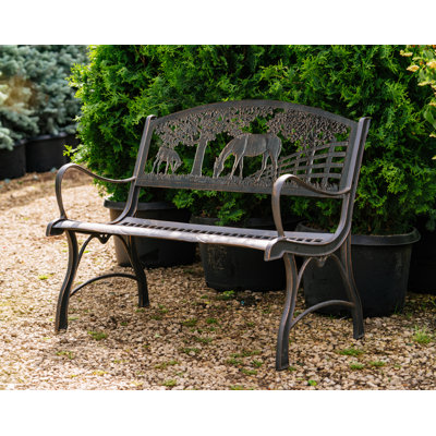 Hilario Horse Cast Iron Park Bench by Gracie Oaks