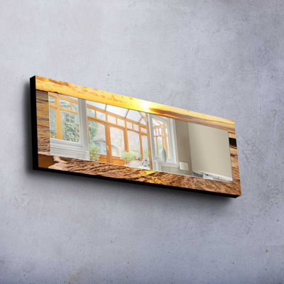 Elegant Decorative Mirror with 100% Pine Wood Frame, 15.7 x 47.2 inches | Real Glass Mirror (Thickness: 0.2 inches) | Stylish Fabric Painting | Ideal for Living Room, Bedroom & Entryway Decor