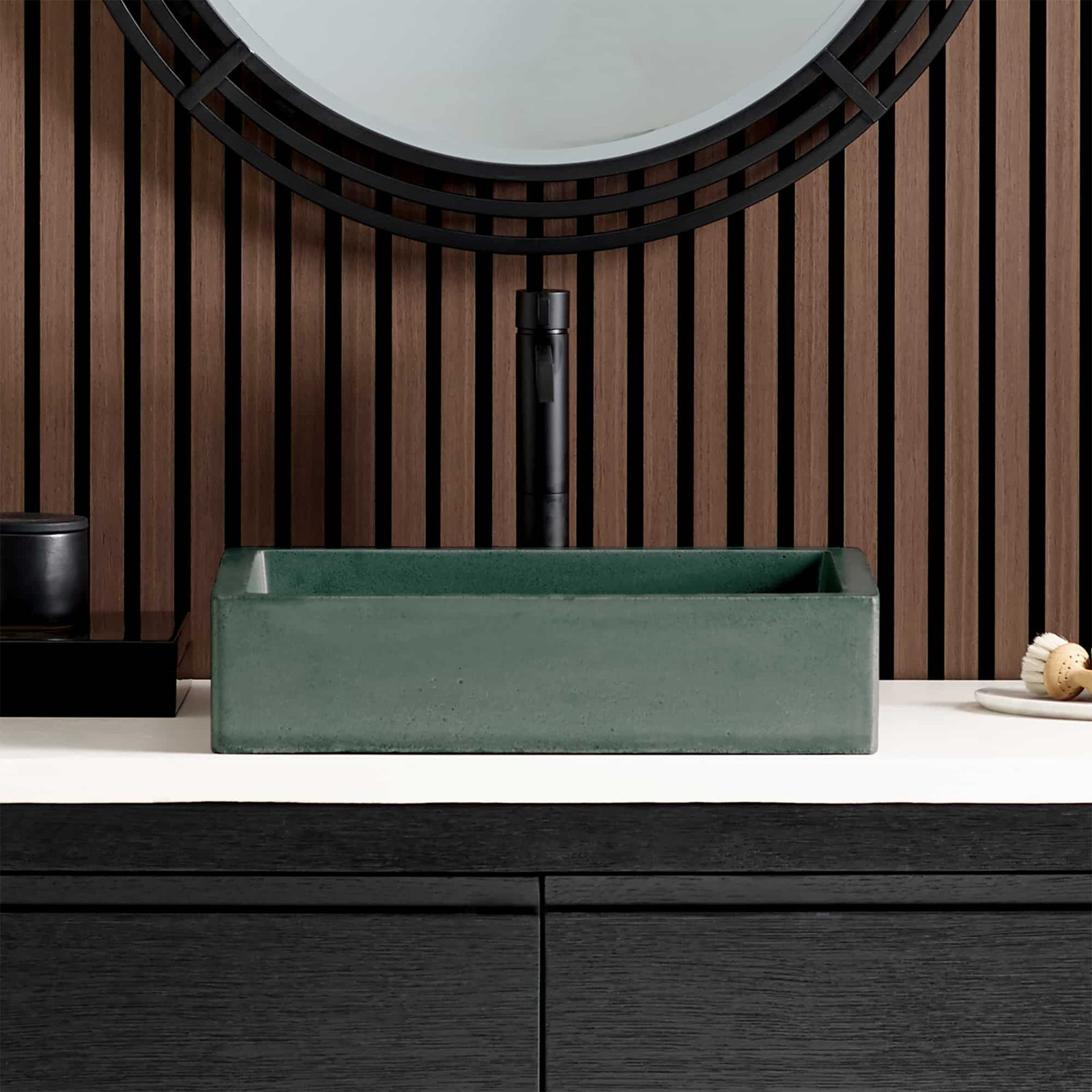 NativeStone Nipomo Dual-Mount Concrete Sink, Forest