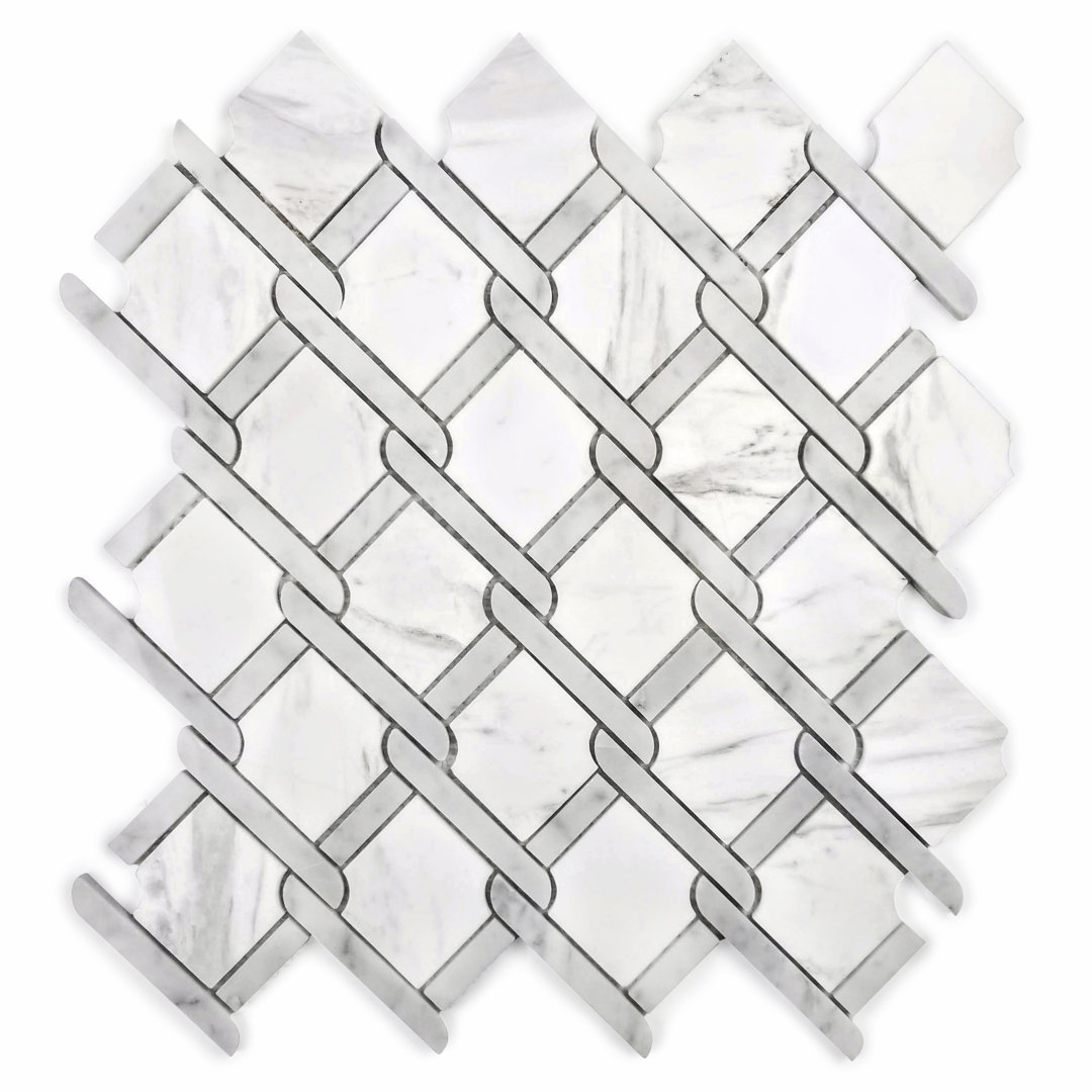 Tuscany 12 in. x 12 in. Marble Pressed Edge Diamond Mosaic Decorative Kitchen & Bathroom Wall Tile Abolos