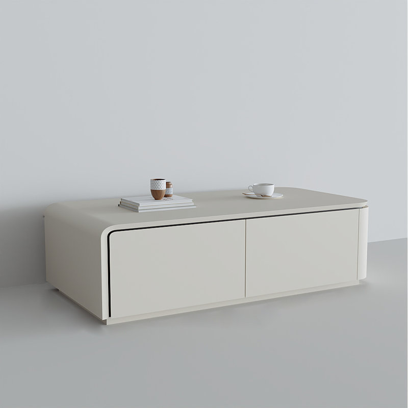 Table basse multifonctionnelle avec rangement ouvert, H 15,75 po x L 51,18 po x l 27,56 po, Crème, crème