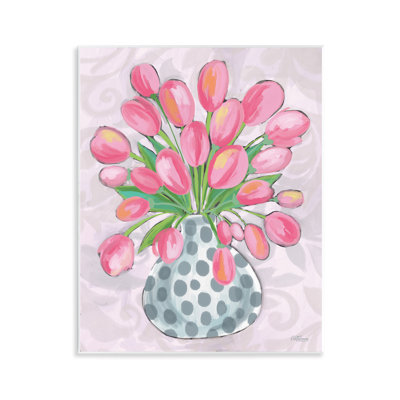 Art mural rond sur tulipes roses par Cat Thurman Designs