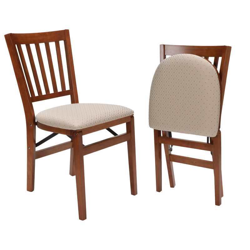 Stakmore School House Folding Chair, Cherry Frame with Blush Fabric, Cherry