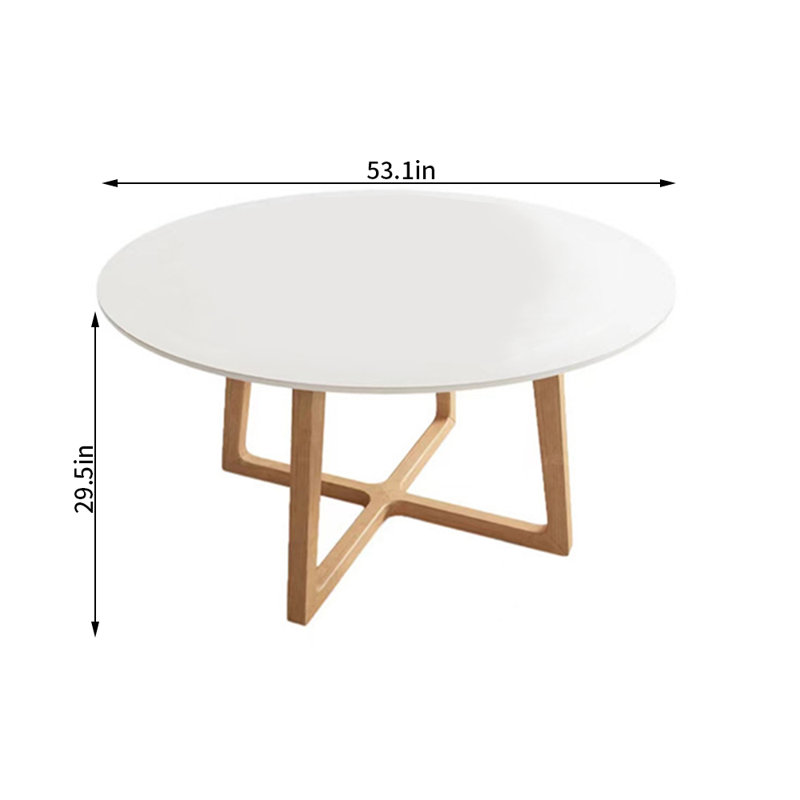 Taletta Round Solid Wood Base Dining Table, 29.5"H x 53.1"L x 53.1"W
