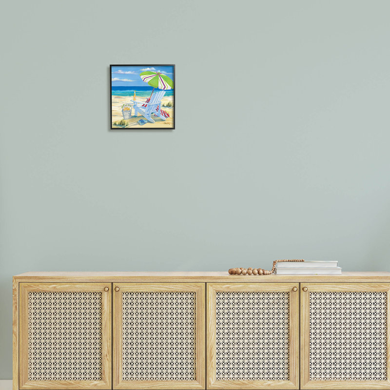 Chaise Summer Beach 5Pm par Paul Brent - Peinture sur bois, Giclée encadrée noir minuit, H 12 po x l 12 po x P 1,5 po