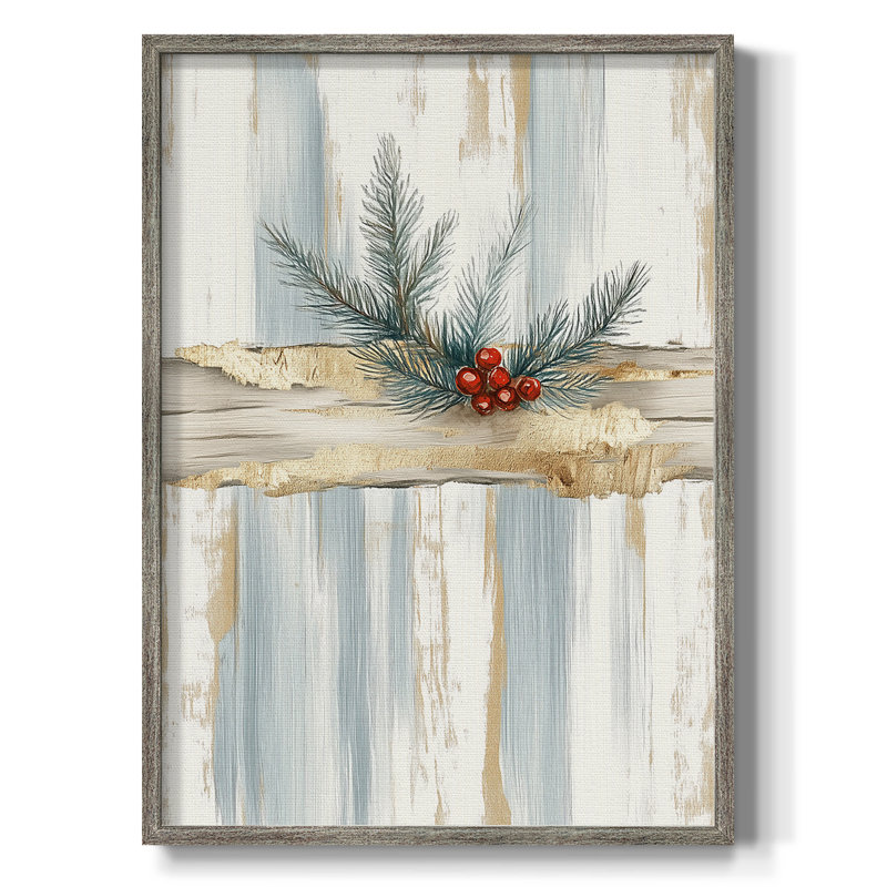 «Christmas Holiday Art», reproduction encadrée en bois massif, H 15 po x l 12 po