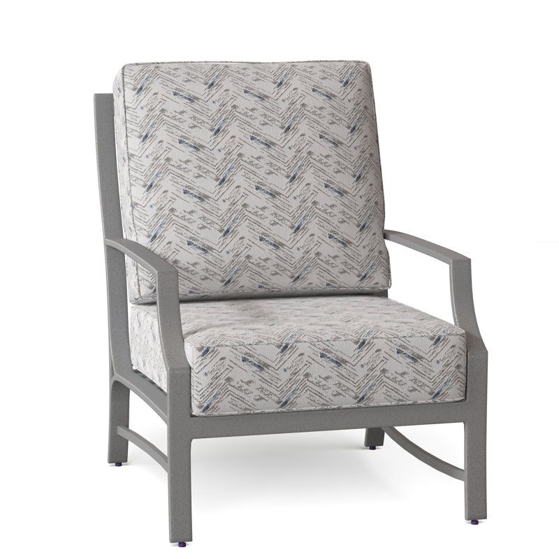Seal Cove Aluminum Outdoor Lounge Chair, Pewter Finish, Sailcloth Salt