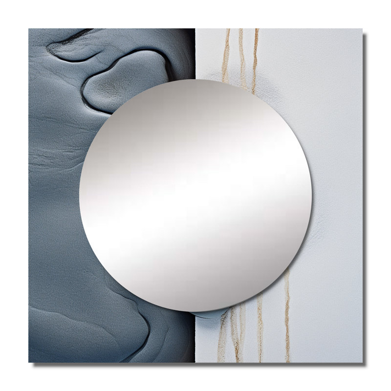 Miroir carré abstrait pour salle de bain, 36 po x 36 po
