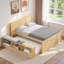 Lit plateforme en bois avec lit gigogne escamotable et compartiments de rangement latéraux-1271854106-1271854108