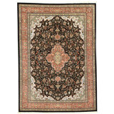 Hand Knotted Wool Area Rug in Black And Rose