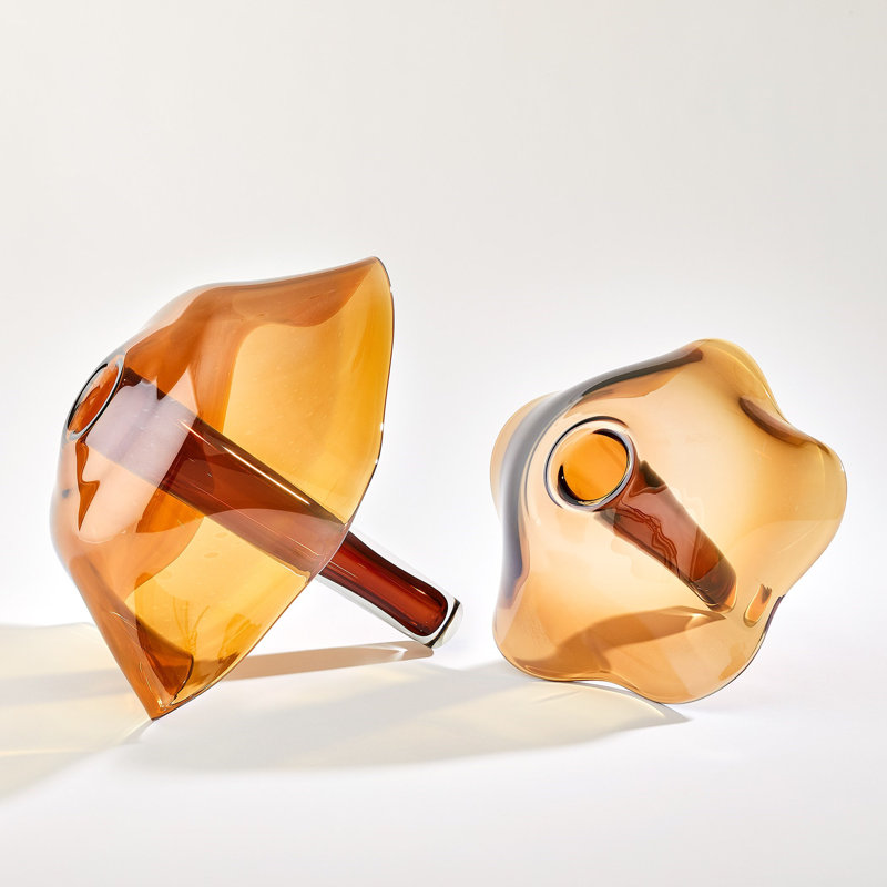 Andromeda Vase-Dark Amber-Lg, 15.75" H x 14.25" W x 14.25" D