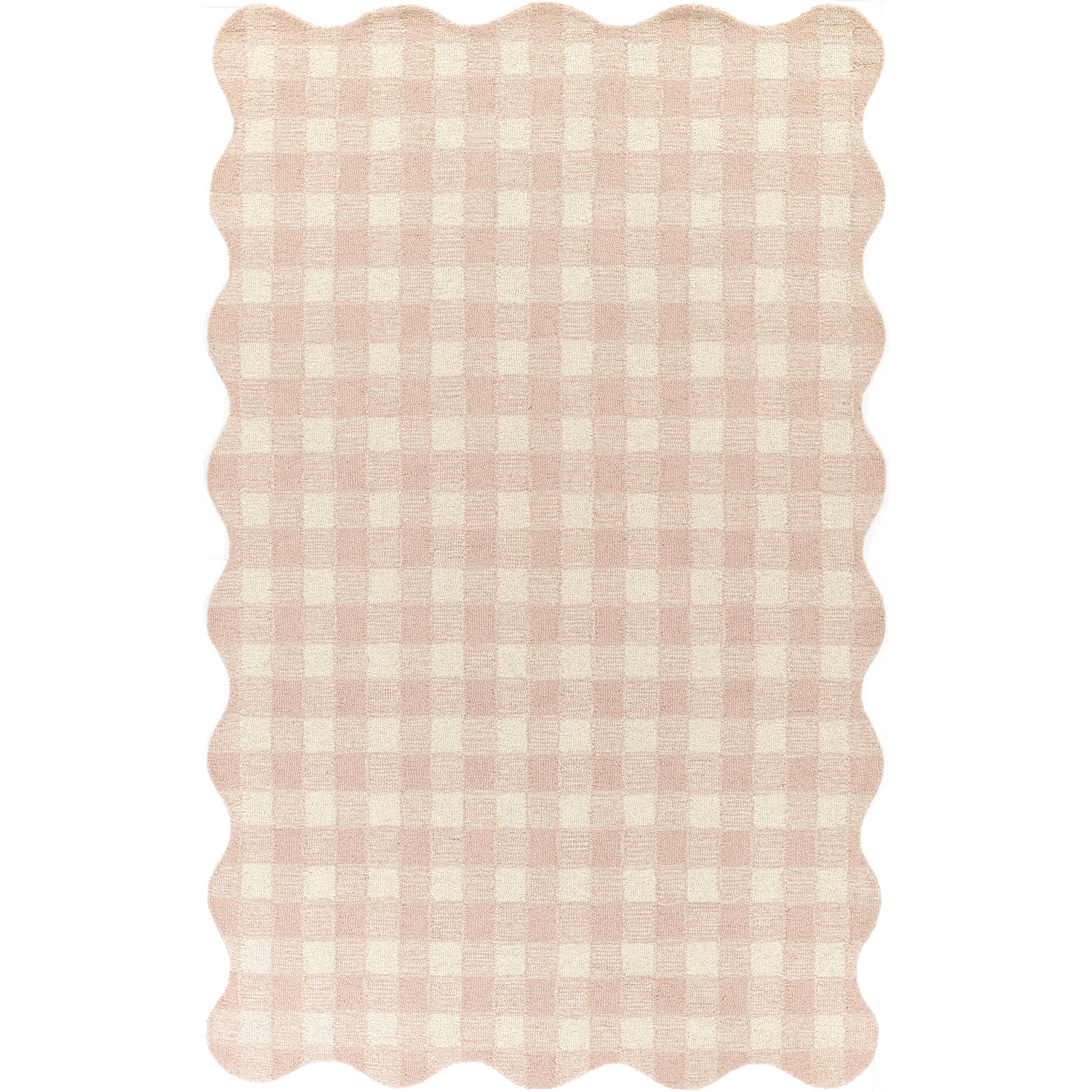 Lola Hand Tufted Wool Plaid Pink Area Rug, Rectangle 8'10" x 11'10"
