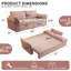 Canapé-lit de 85 pouces, convertible 3 en 1 avec lit gigogne, port de chargement USB, canapé deux places pour salon et chambre d'amis, rose-499926537