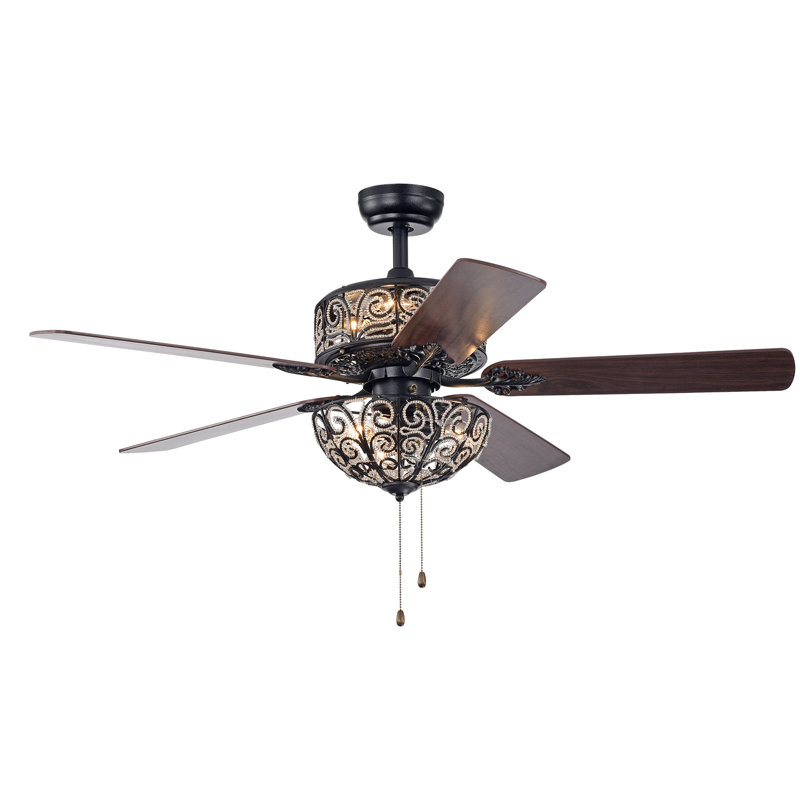 Hennis 52'' Ceiling Fan with Light Kit, Remote Control, Rustic Bronze
