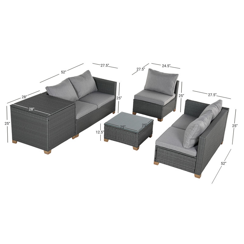 5 - Person Patio Conversation Set with Cushions