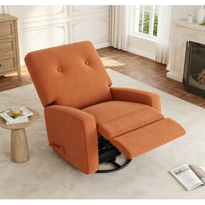 360° Swivel Recliner Chair, Corduroy Upholstered Rocking Glider with Adjustable Backrest & Footrest for Living Room, Bedroom, Nursery