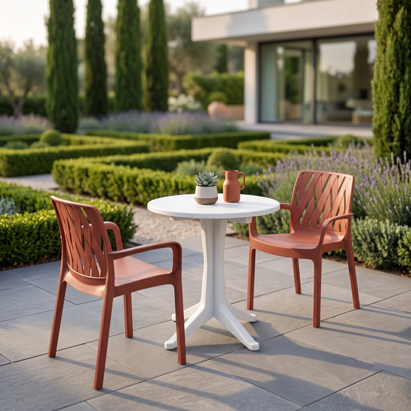 Plastic Patio Dining Set Table,, White
