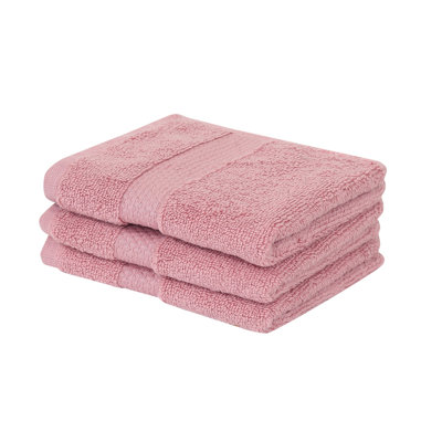 Ensemble de débarbouillettes 100% coton Splash, débarbouillettes et débarbouillettes en coton doux absorbant 550 g / m² pour salle de bain, spa et usage quotidien, certifié OEKO-TEX, paquet de 3, rose