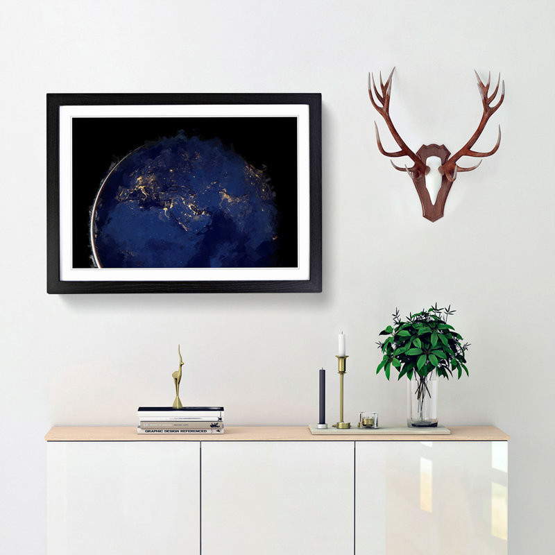 Earth View - Picture Frame Graphic Art Print, Black Framed, 48cm H x 65cm W x 2cm D