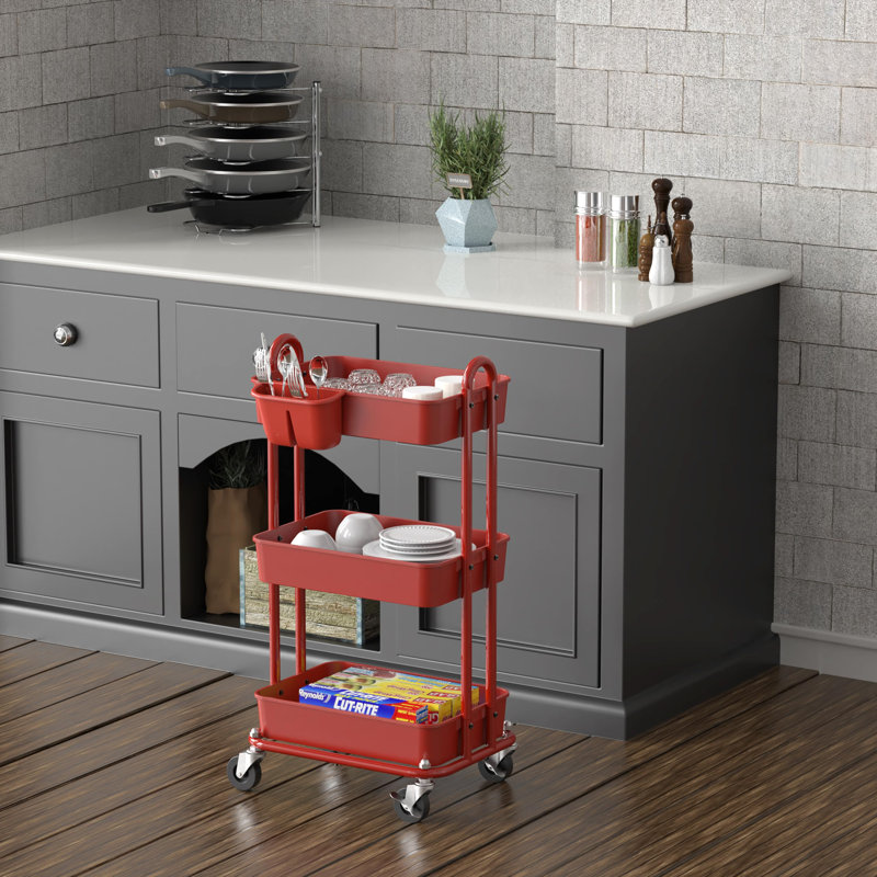 31.73'' H x 17.01'' W Utility Cart with Wheels, Red