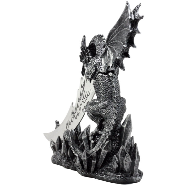 Cavern de gardien en cristal à ouverture de lettre dragon avec base d’étude à base de décoration pour bureau Sandroyd