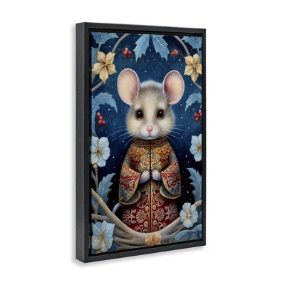 Toile flottante encadrée avec motif de souris Woodland par The Dutch Lady