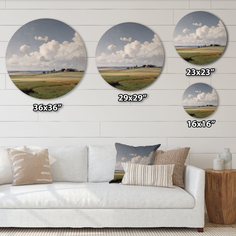Jour d'été dans la campagne anglaise - Art mural rond en métal, L 16 po x H 16 po