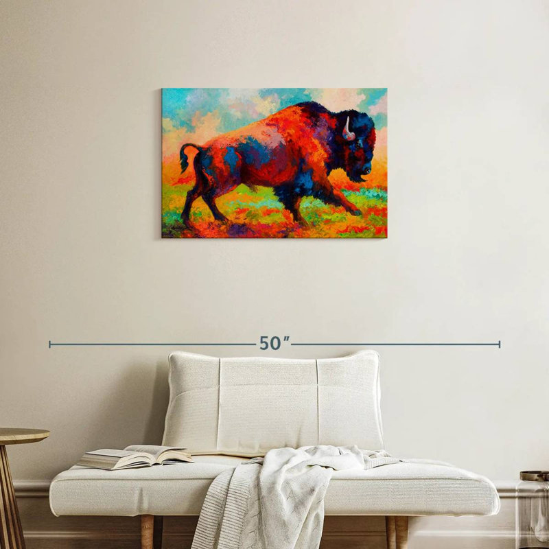 Brampt Bison Running Free, 20" H x 30" W