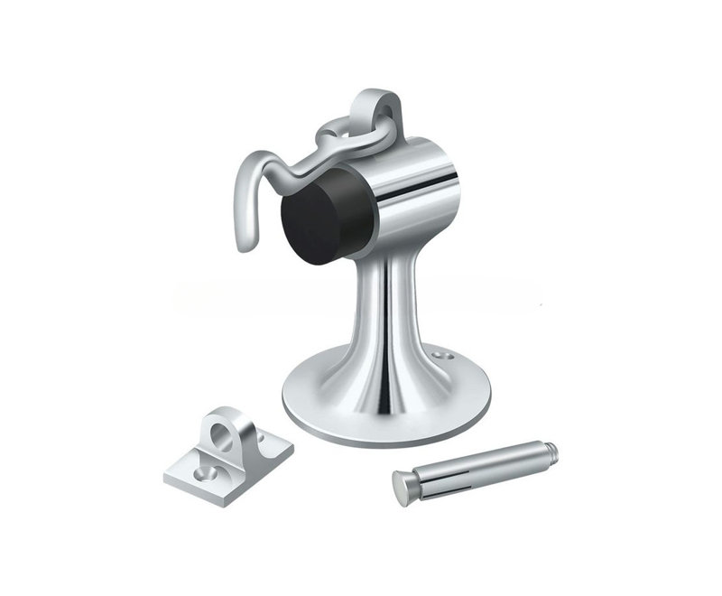 Pare-chocs à fixation au sol avec support Deltana DSF444U26, laiton massif en chrome poli, Chrome poli