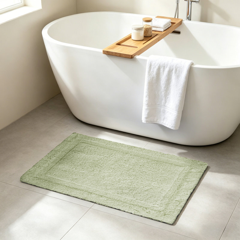 Tapis de bain antidérapant 100% coton, Simple - L 24 po x l 24 po, Sauge