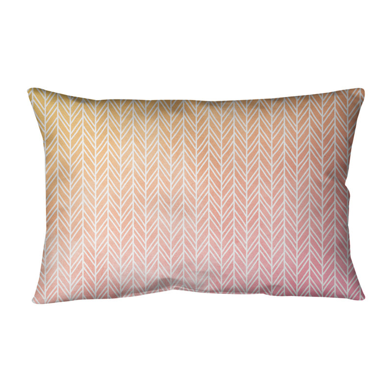 Housse et insert de coussin rectangulaire à rayures Herringbone, Pas de bourre, Rose / Jaune