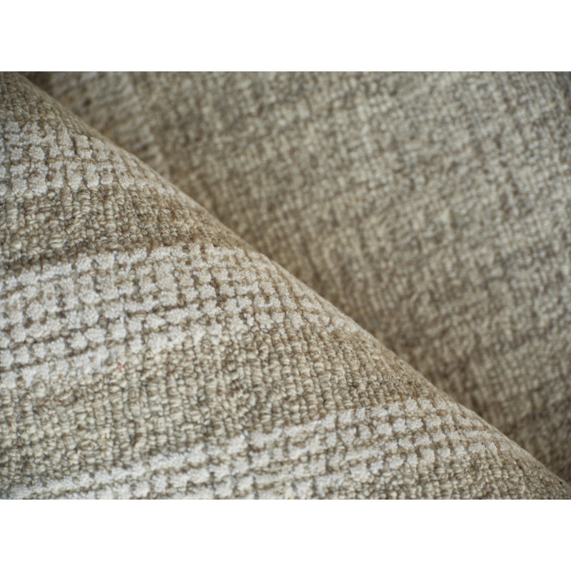 Breckenridge Hand Tufted Wool Abstract Area Rug, Rectangle 4' x 6', Beige/Ivory