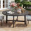 Table de salle à manger de patio ronde en aluminium avec trou pour parasol pour 6 personnes