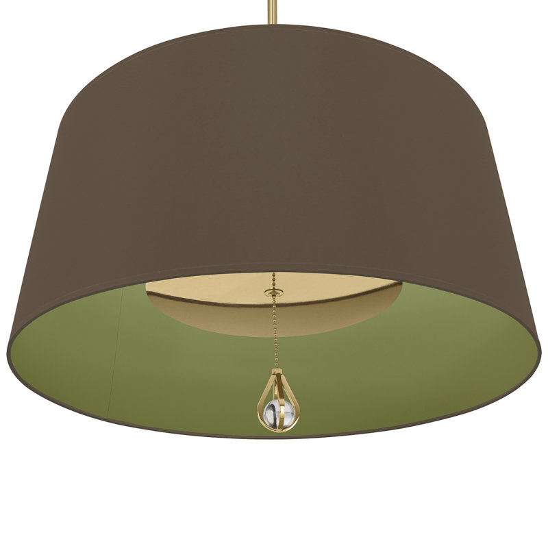 Custis 3 - Light Chandelier, Revolutionary Storm/Parrot Green Lining, Modern Brass