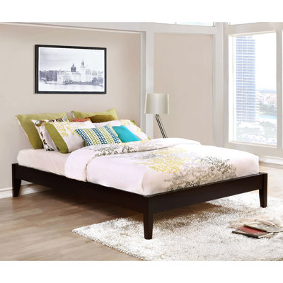 Plateforme de chambre Cappuccino - Hauteur 36,3 cm (14,28 pouces), sans sommier, pour lit en bois avec longerons bas, longueur 202,3 cm (79,6 pouces).