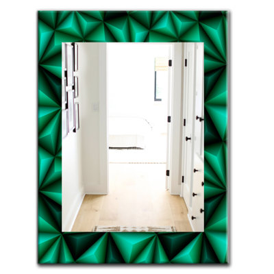 Miroir de meuble-lavabo moderne et contemporain à triangles verts relief