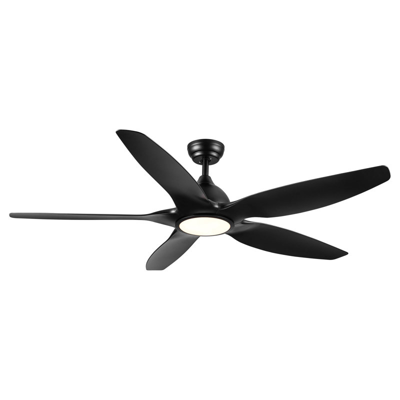 Éclairage de ventilateur de plafond moderne à DEL intégré avec lame en ABS, Noir