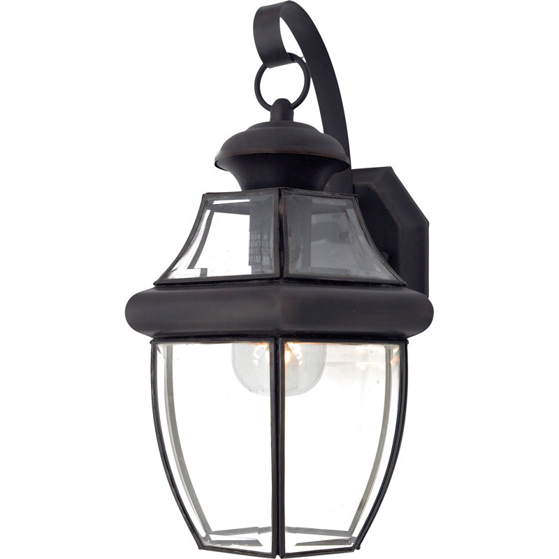 Lanterne murale d'extérieur biseautée Newbury, Bronze de Médicis, l 8 po x H 14 po x P 8 po
