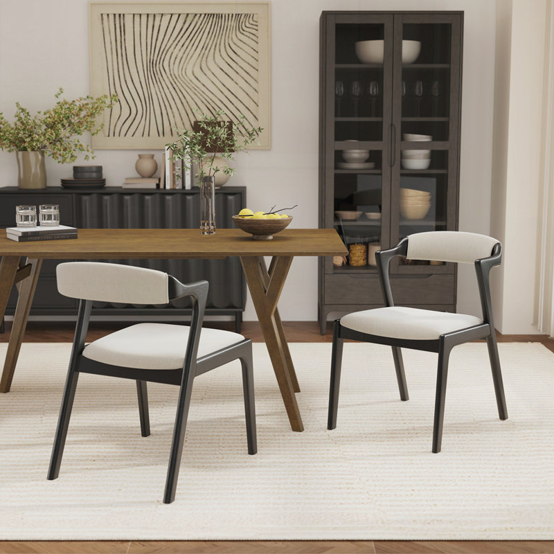 Chaises de salle à manger rembourrées (ensemble de 2), Noir