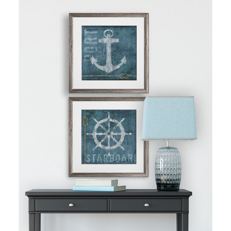" Port & Starboard " 2 - Pieces, Brown Framed